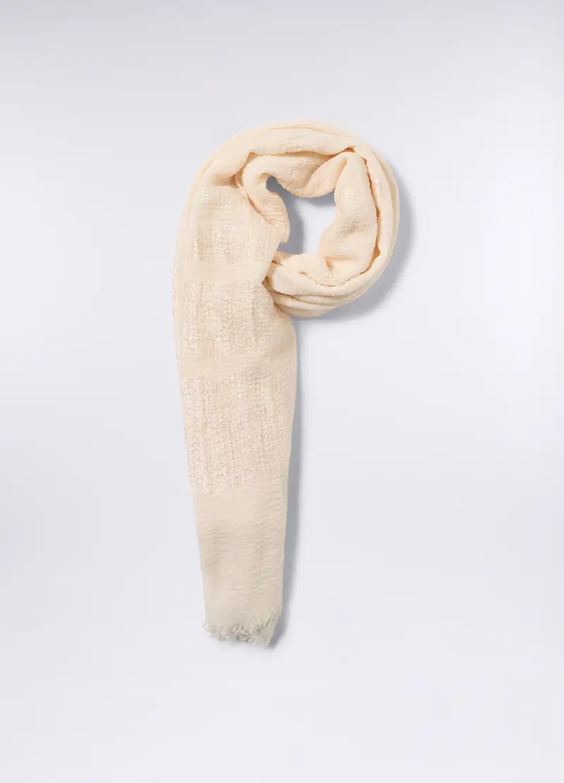 Sciarpa A Righe Donna, Bianco avorio