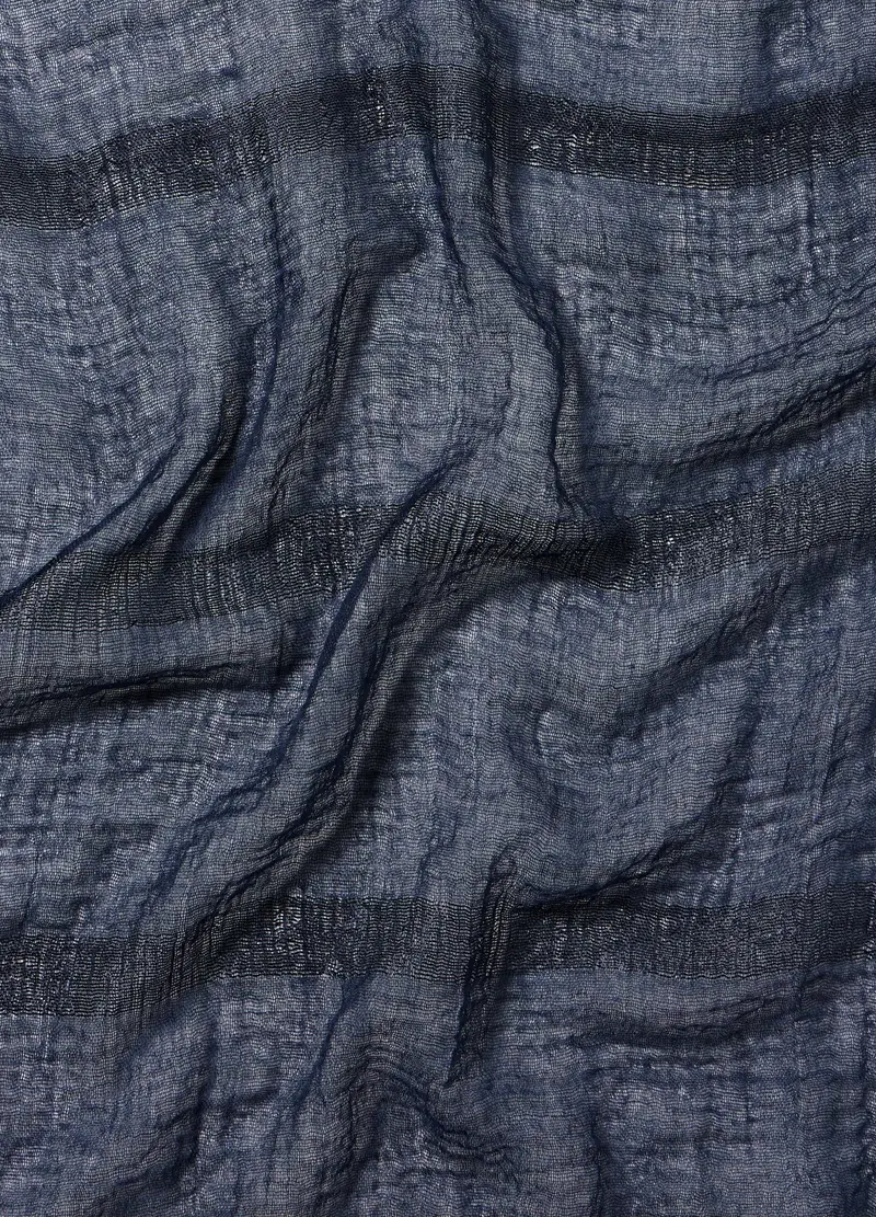 Sciarpa A Righe Donna, Blu navy miniatura 2