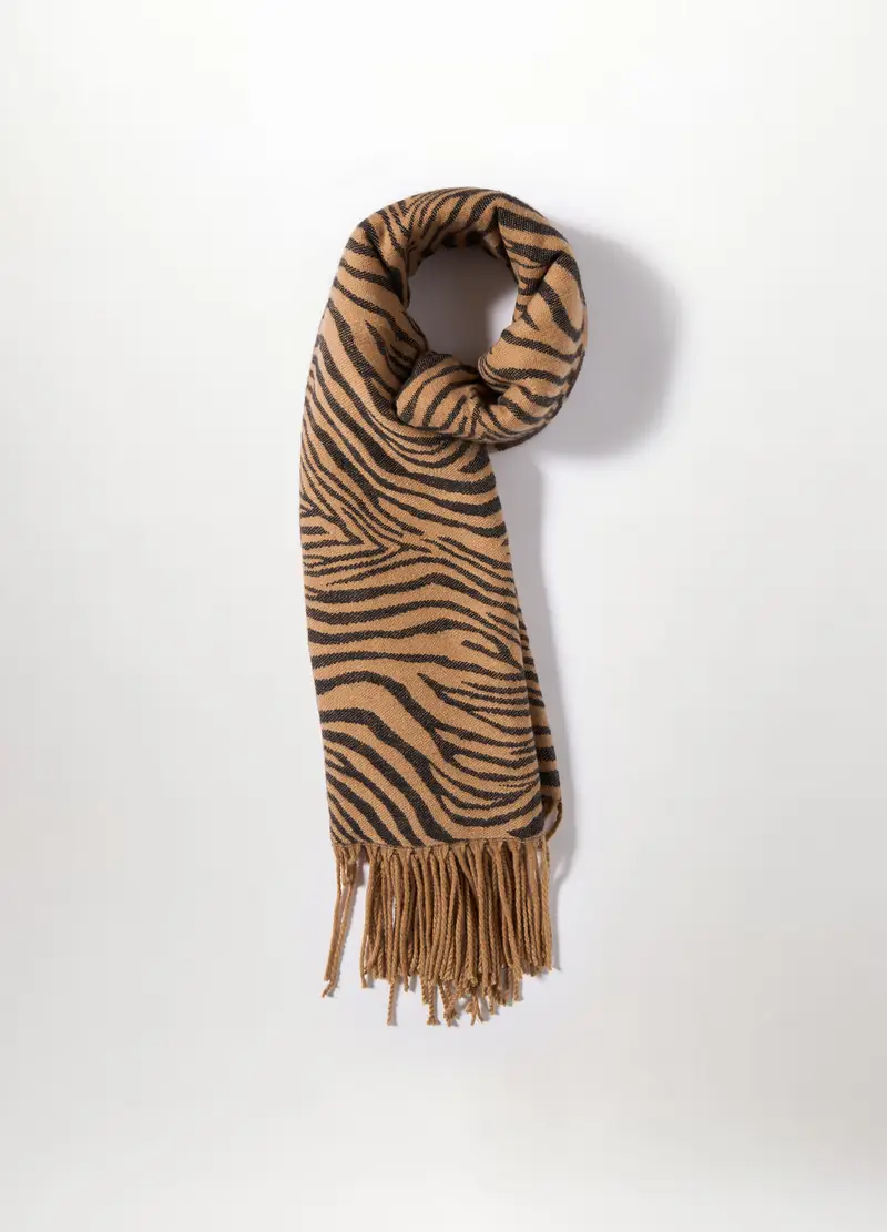 Sciarpa Animalier Donna, Beige scuro miniatura 2