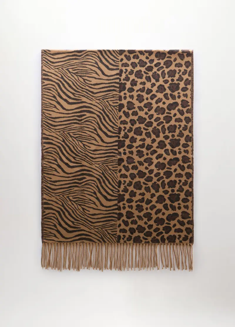 Sciarpa Animalier Donna, Beige scuro