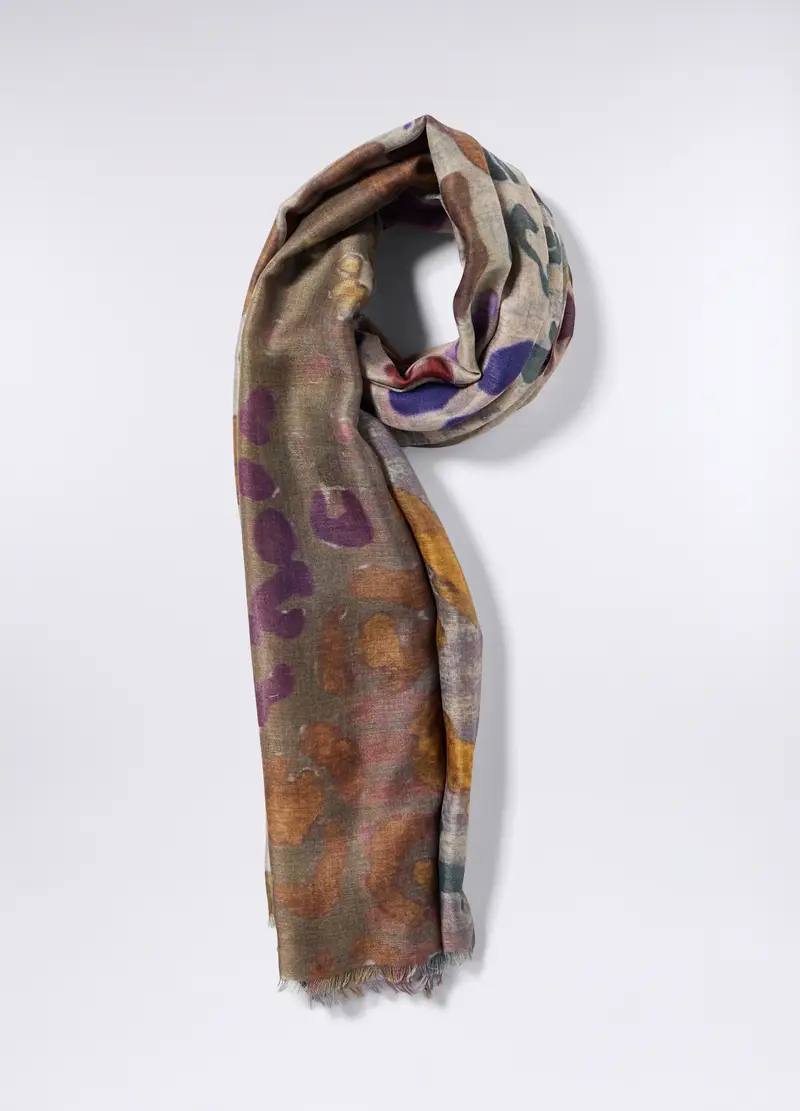 Sciarpa Con Stampa Donna, Grigio chiaro