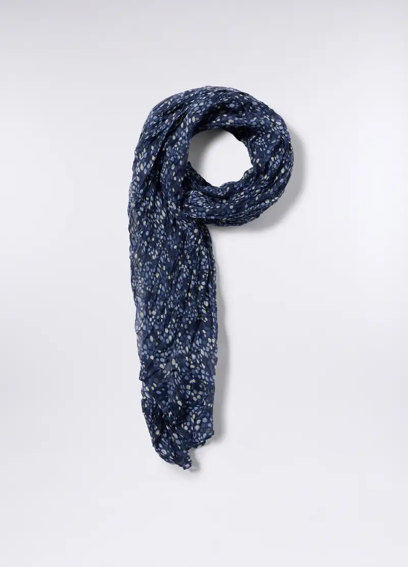 Sciarpa Crinkle Con Stampa Donna, Blu navy