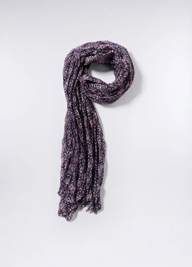 Sciarpa Crinkle Con Stampa Donna, Rosa pastello