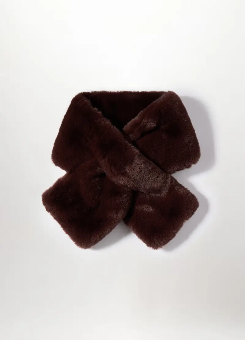 Sciarpa In Eco Fur Donna, Marrone scuro miniatura 2