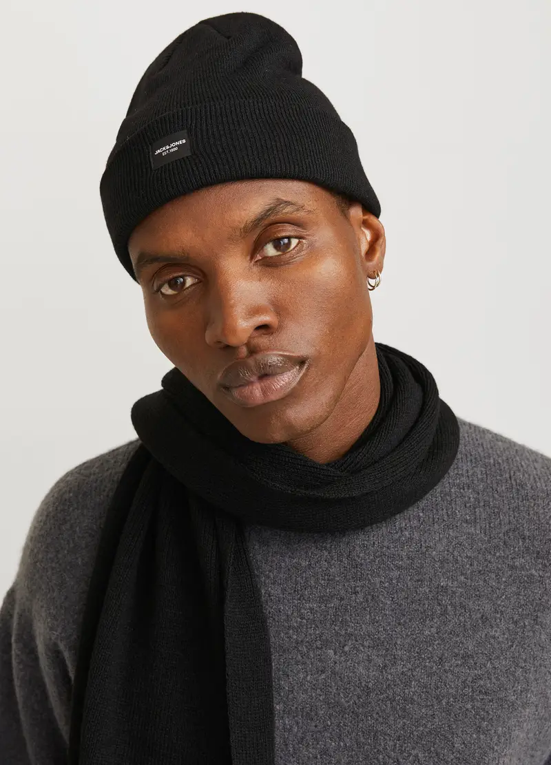 Sciarpa In Maglia Uomo, Unisex, Nero miniatura 2