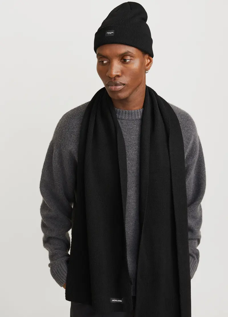 Sciarpa In Maglia Uomo, Unisex, Nero