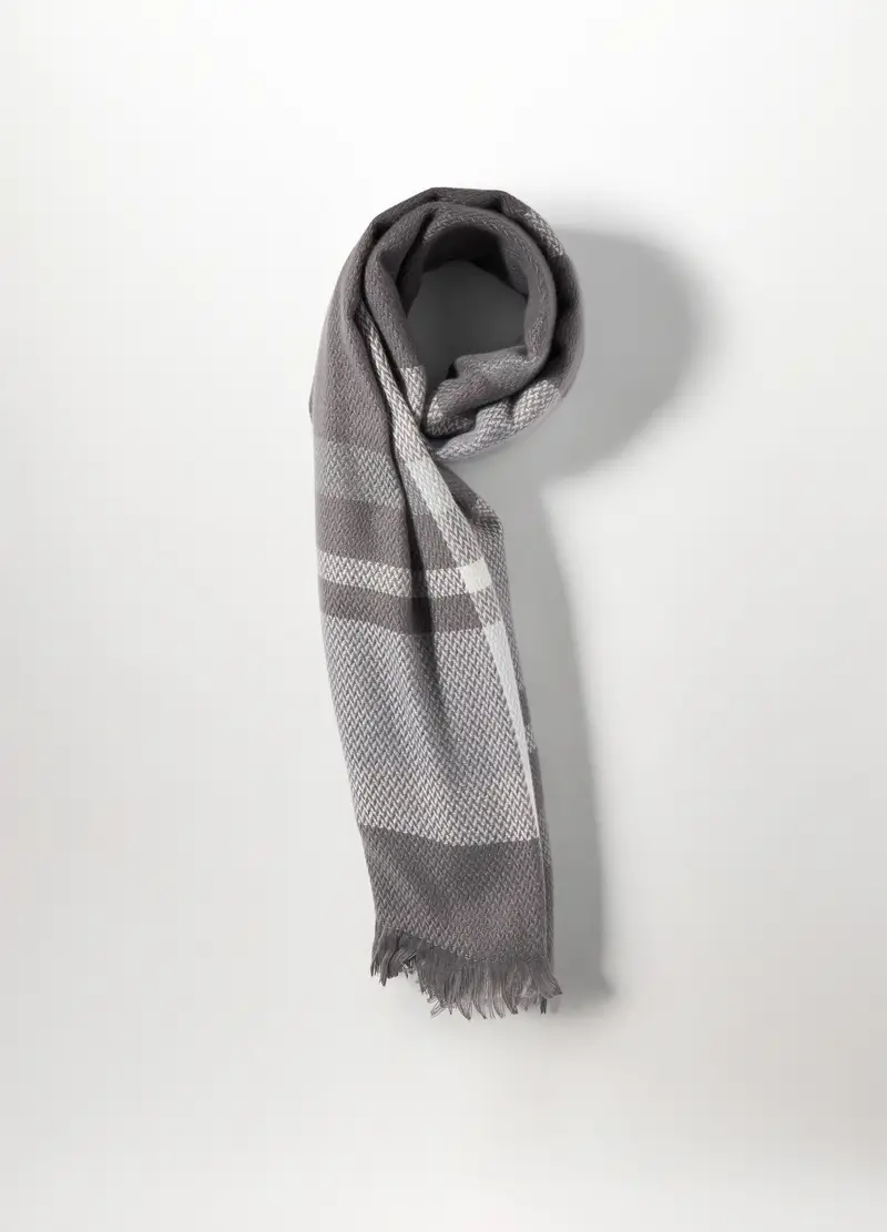 Sciarpa Jacquard A Quadri Donna, Grigio chiaro miniatura 2