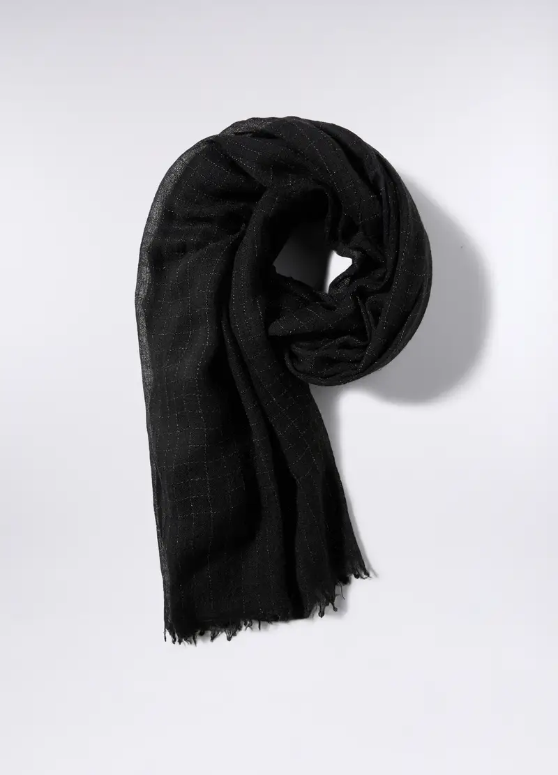 Sciarpa Misto Lana Donna, Nero miniatura 2