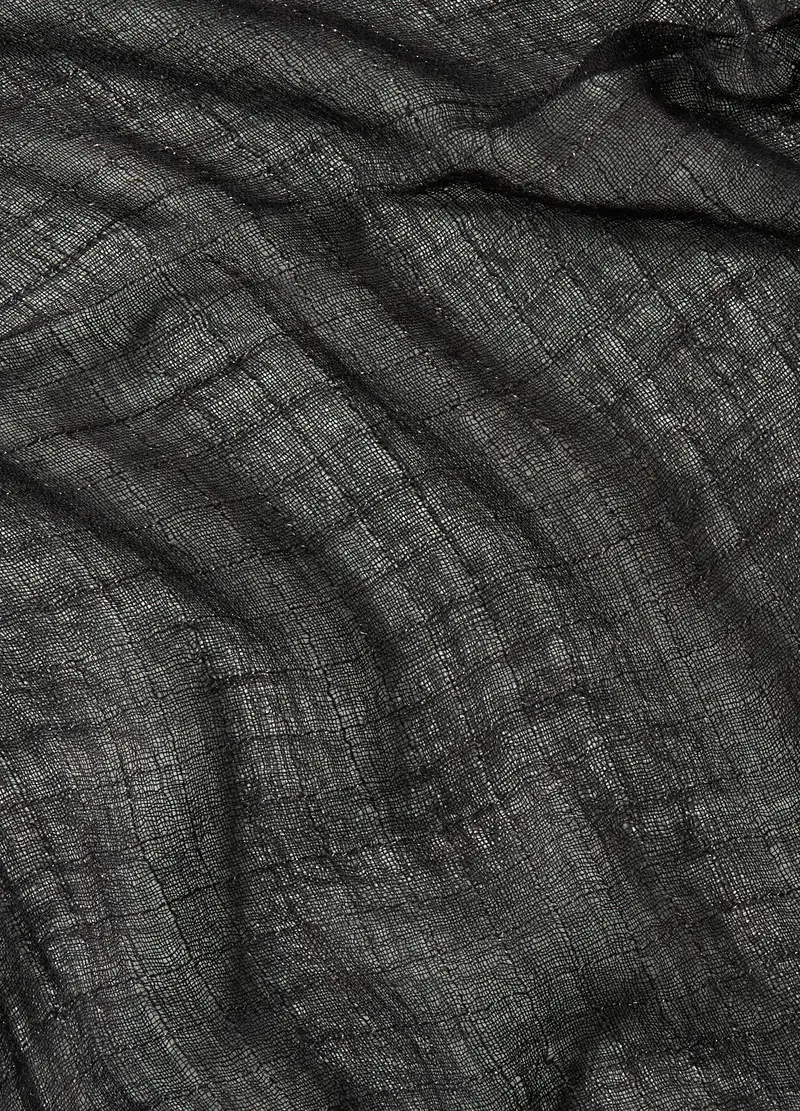 Sciarpa Misto Lana Donna, Nero miniatura 3