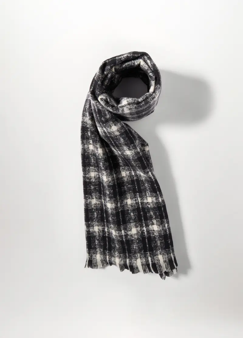 Sciarpa Tricot A Quadri Donna, Nero/Bianco miniatura 2