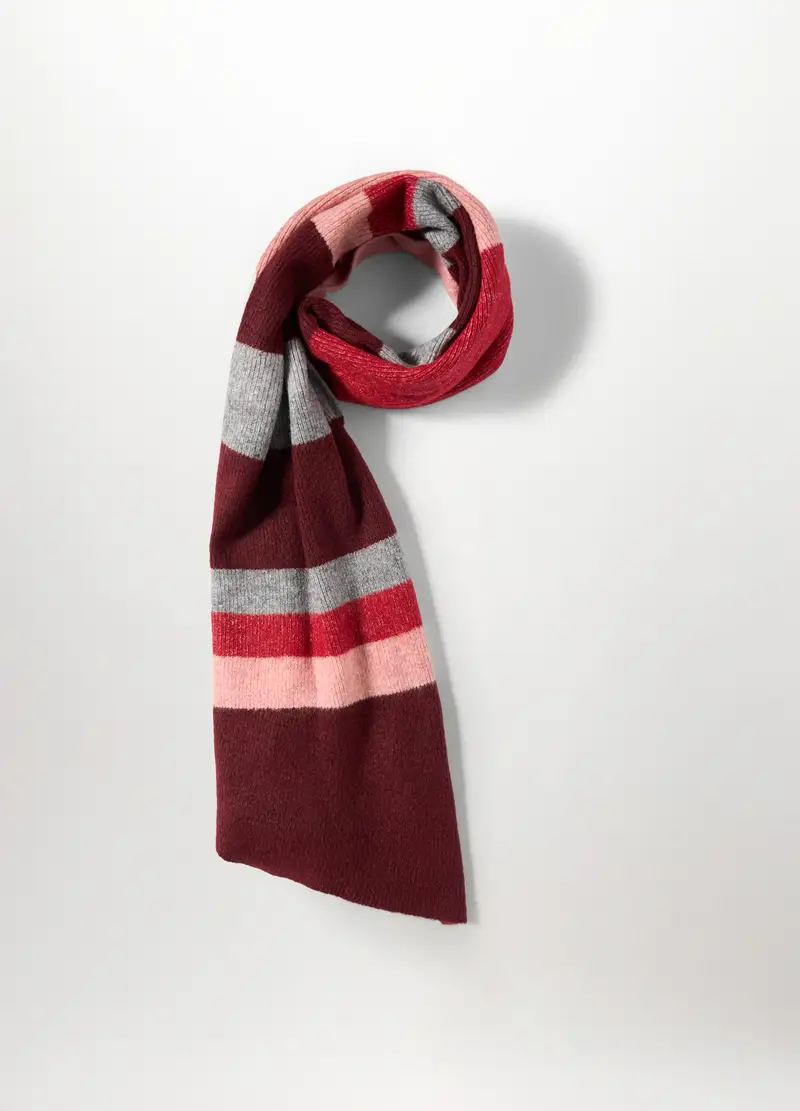 Sciarpa Tricot A Righe Donna, Rosso fragola miniatura 2