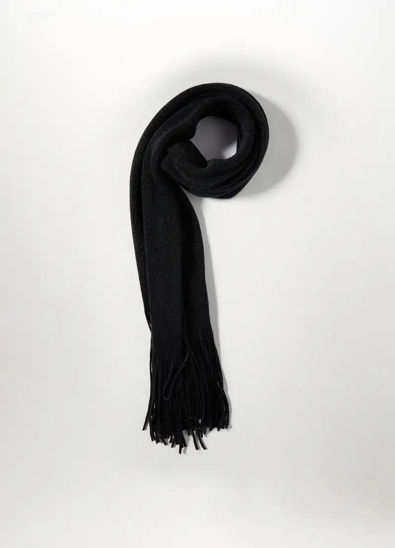 , Sciarpa Tricot Donna, Nero miniatura 2