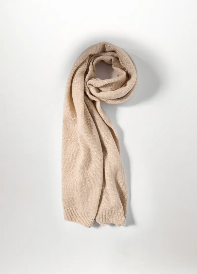 Sciarpa Tricot In Filo Lurex Donna, Beige miniatura 2
