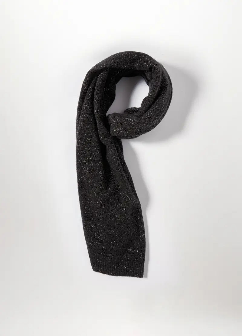 Sciarpa Tricot In Filo Lurex Donna, Nero miniatura 2