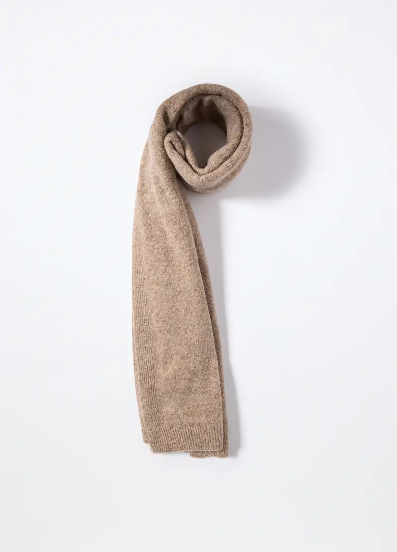 Sciarpa Tricot Misto Lana Donna, Beige chiaro miniatura 2