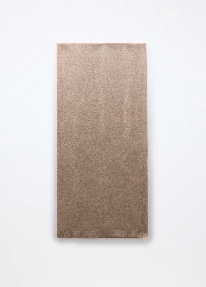 Sciarpa Tricot Misto Lana Donna, Beige chiaro