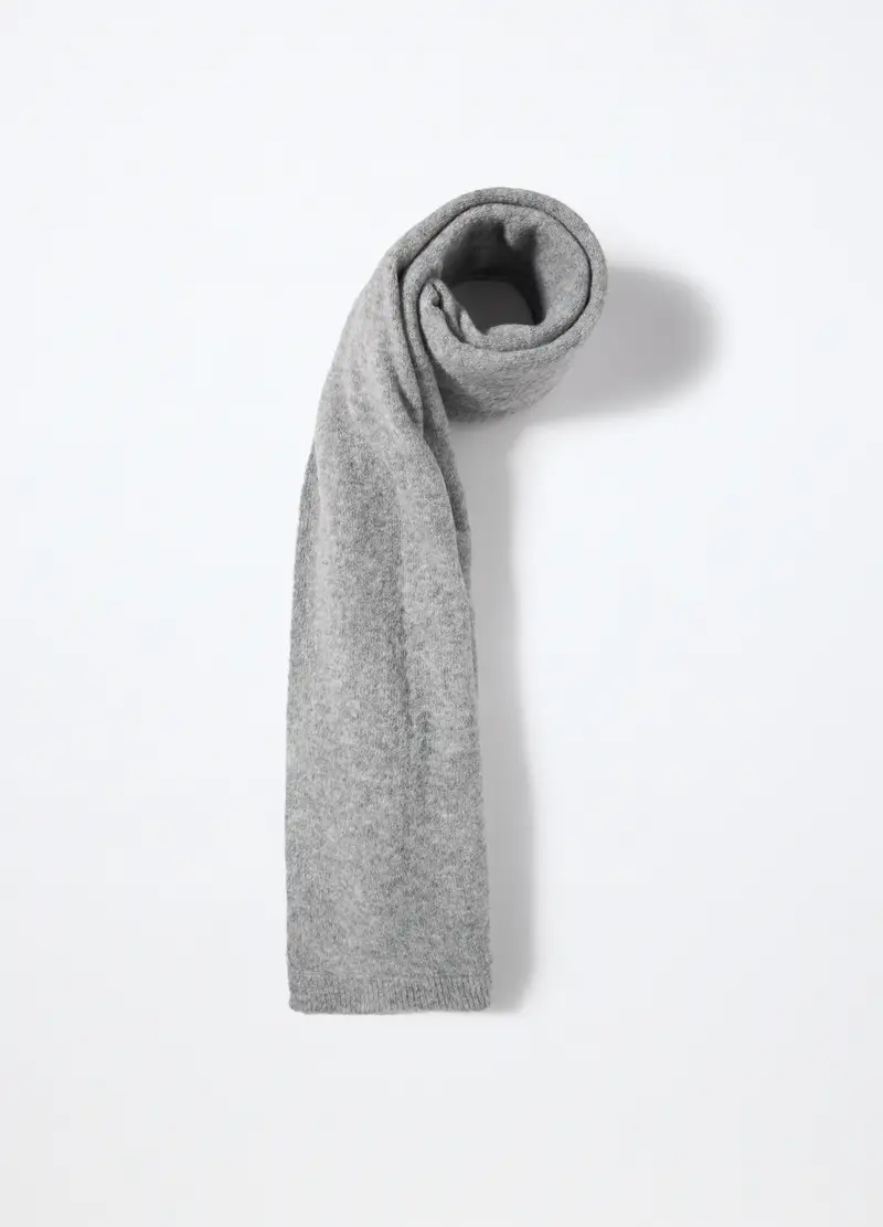 Sciarpa Tricot Misto Lana Donna, Grigio chiaro miniatura 2