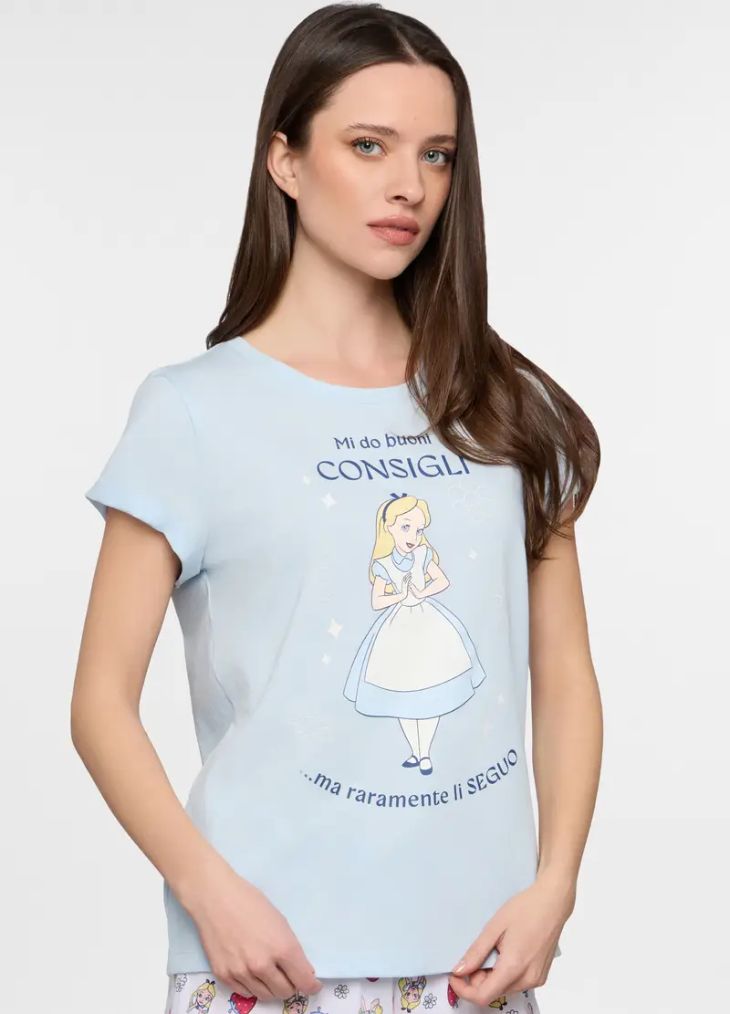 Set Pigiama Corto Disney Donna, Azzurro chiaro miniatura 3