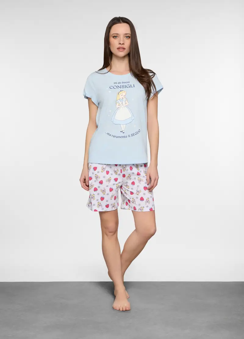 Set Pigiama Corto Disney Donna, Azzurro chiaro