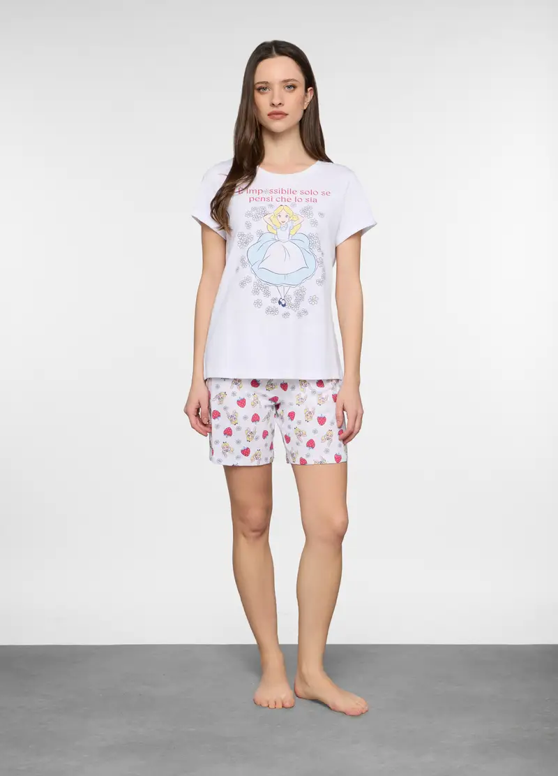 Set Pigiama Corto Disney Donna, Bianco