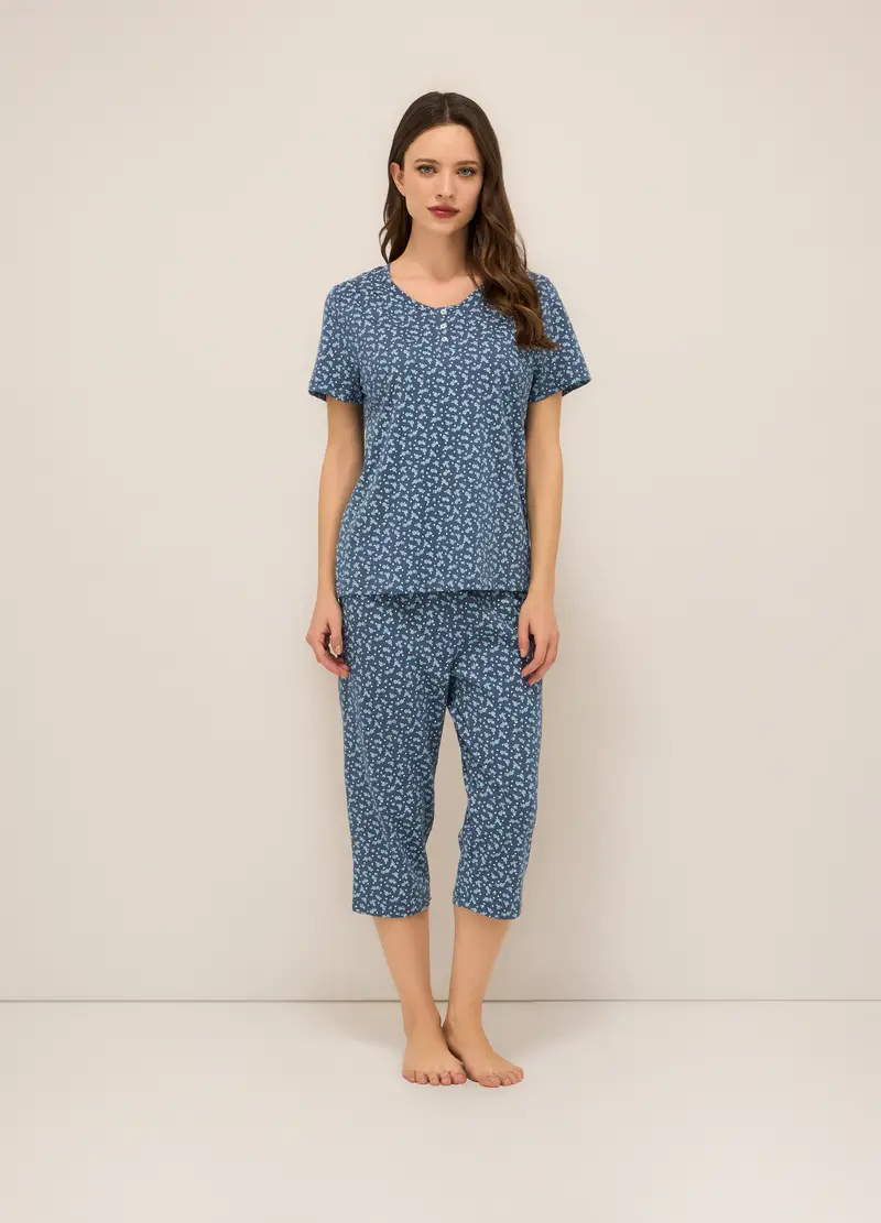 Upim, Set Pigiama Corto In Jersey Di Puro Cotone Donna, Azzurro chiaro, Taglia: S