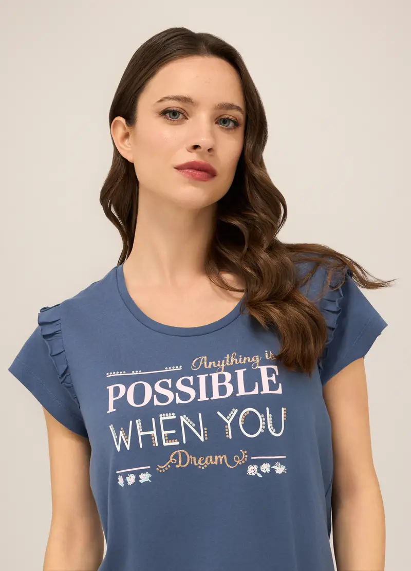 Upim, Set Pigiama Corto In Jersey Di Puro Cotone Donna, Azzurro chiaro, Taglia: S miniatura 2