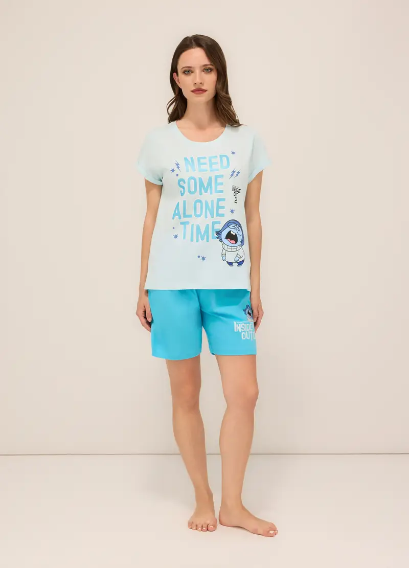 Upim, Set Pigiama Corto In Jersey Di Puro Cotone Donna, Azzurro cielo, Taglia: XS