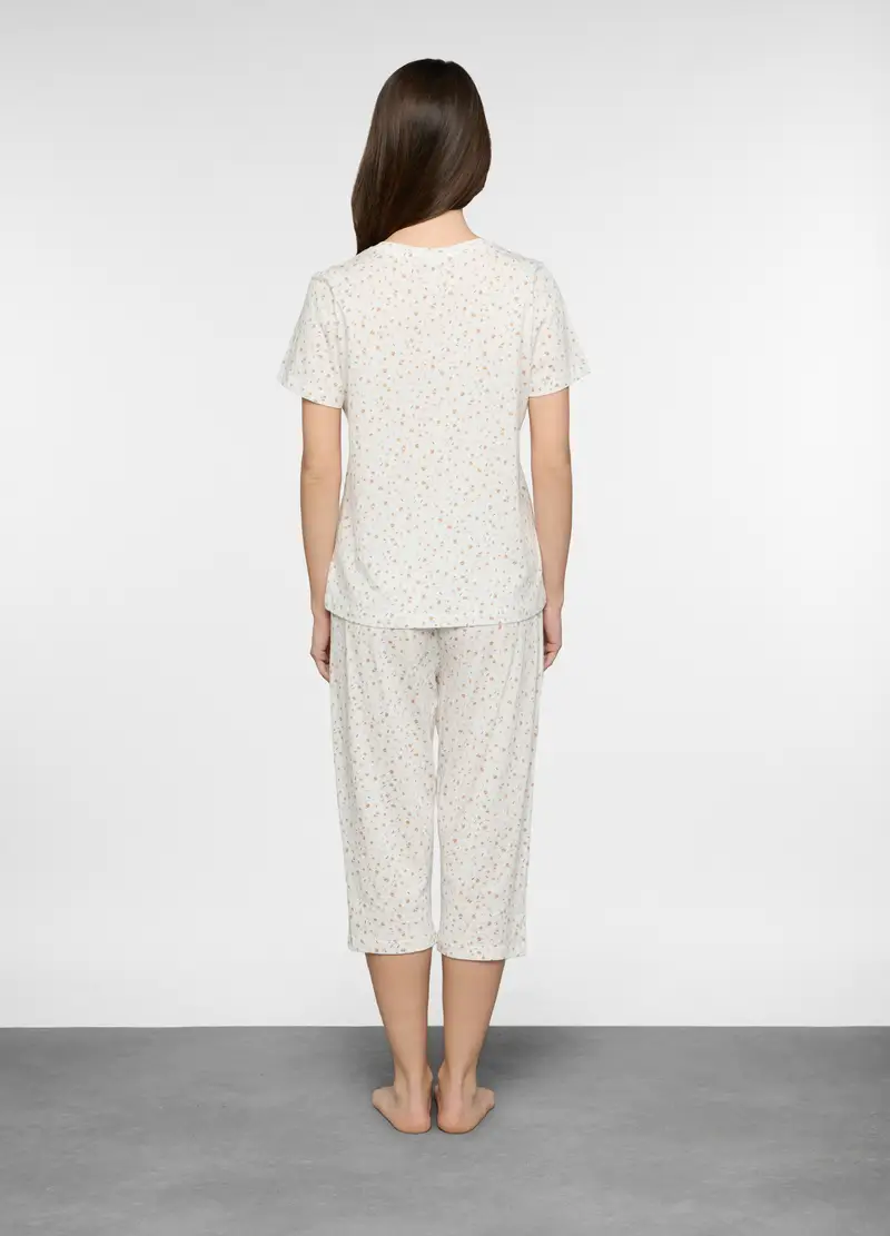 Set Pigiama Corto In Jersey Di Puro Cotone Donna, Bianco miniatura 2