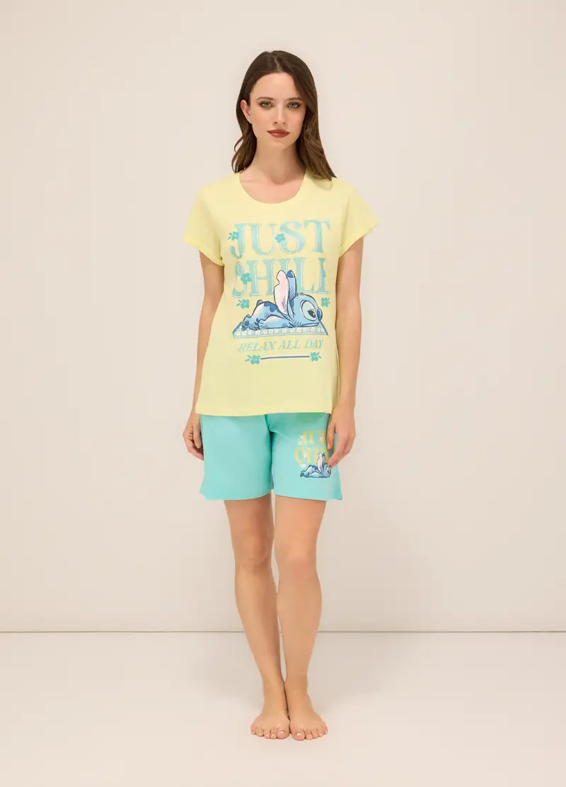 Upim, Set Pigiama Corto In Jersey Di Puro Cotone Donna, Giallo champagne, Taglia: XS