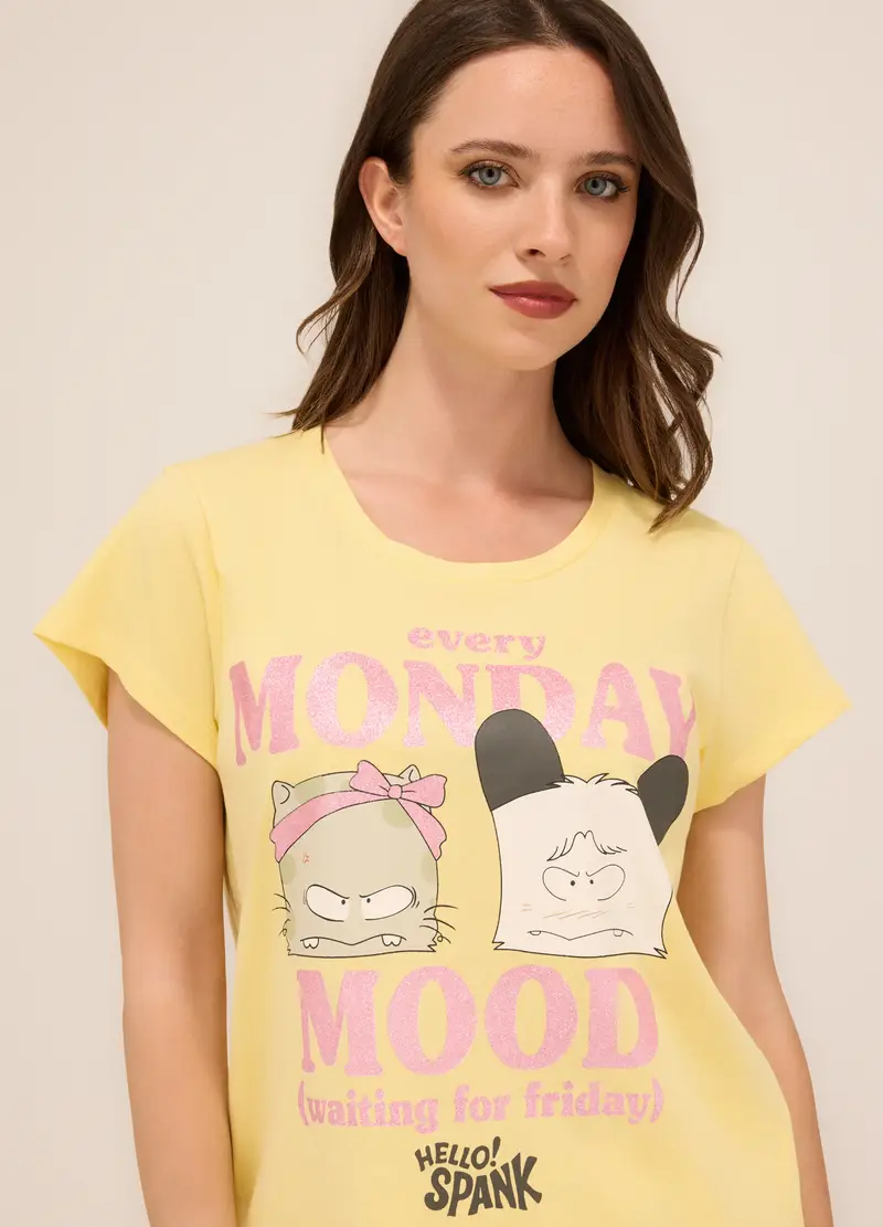 Upim, Set Pigiama Corto In Jersey Di Puro Cotone Donna, Giallo chiaro, Taglia: XS miniatura 2