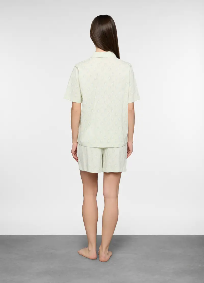 Set Pigiama Corto In Jersey Di Puro Cotone Donna, Verde chiaro miniatura 2