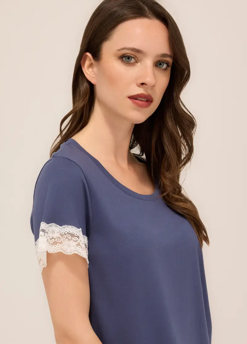 Upim, Set Pigiama Corto In Puro Cotone Donna, Blu Bluette, Taglia: S miniatura 2