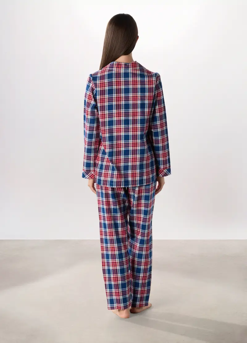 Set Pigiama In Flanella Di Puro Cotone Donna, Blu Bluette miniatura 2