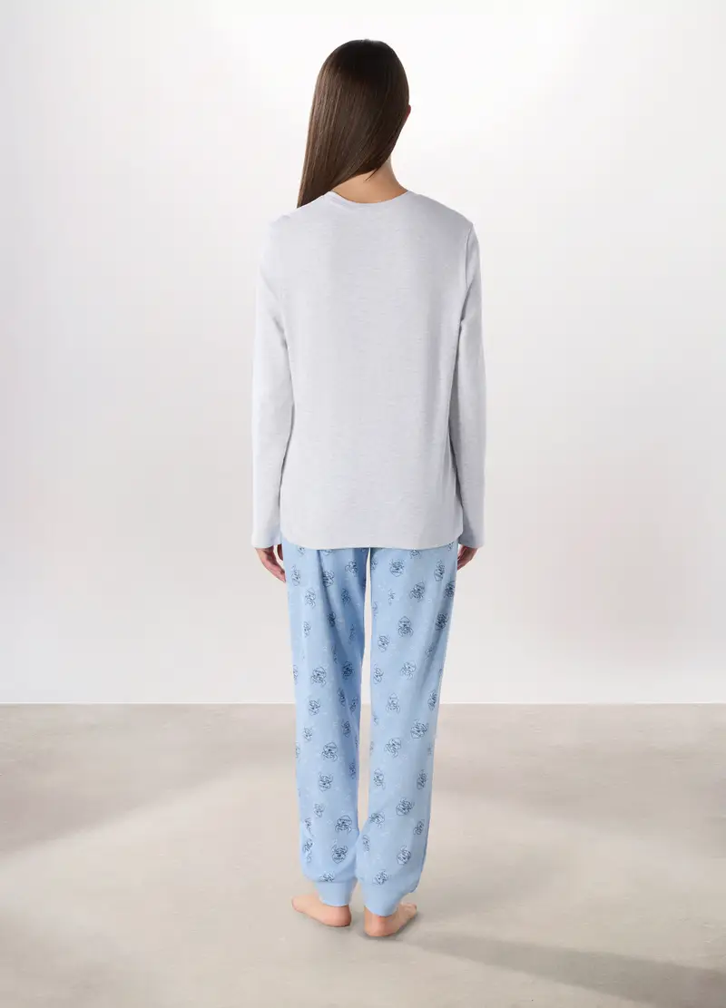 Set Pigiama In Interlock Di Cotone Donna, Grigio chiaro miniatura 2