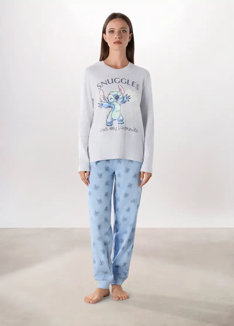 Set Pigiama In Interlock Di Cotone Donna, Grigio chiaro