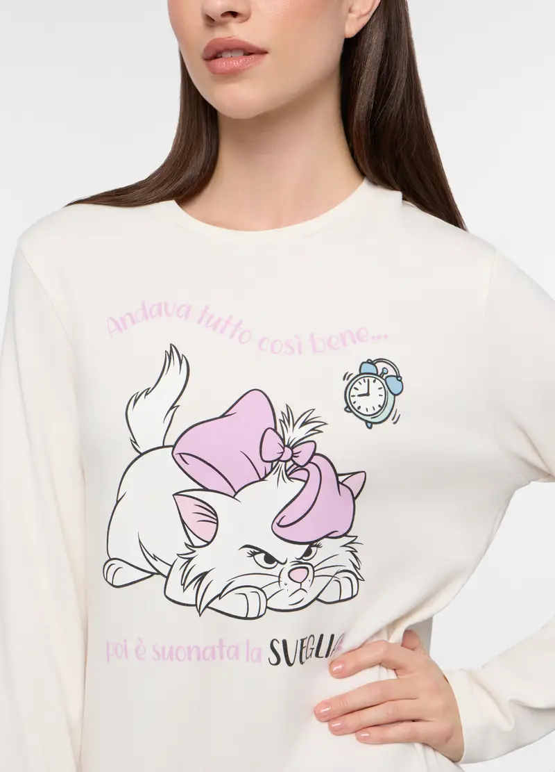 Set Pigiama In Interlock Di Puro Cotone Donna, Bianco/Viola miniatura 3