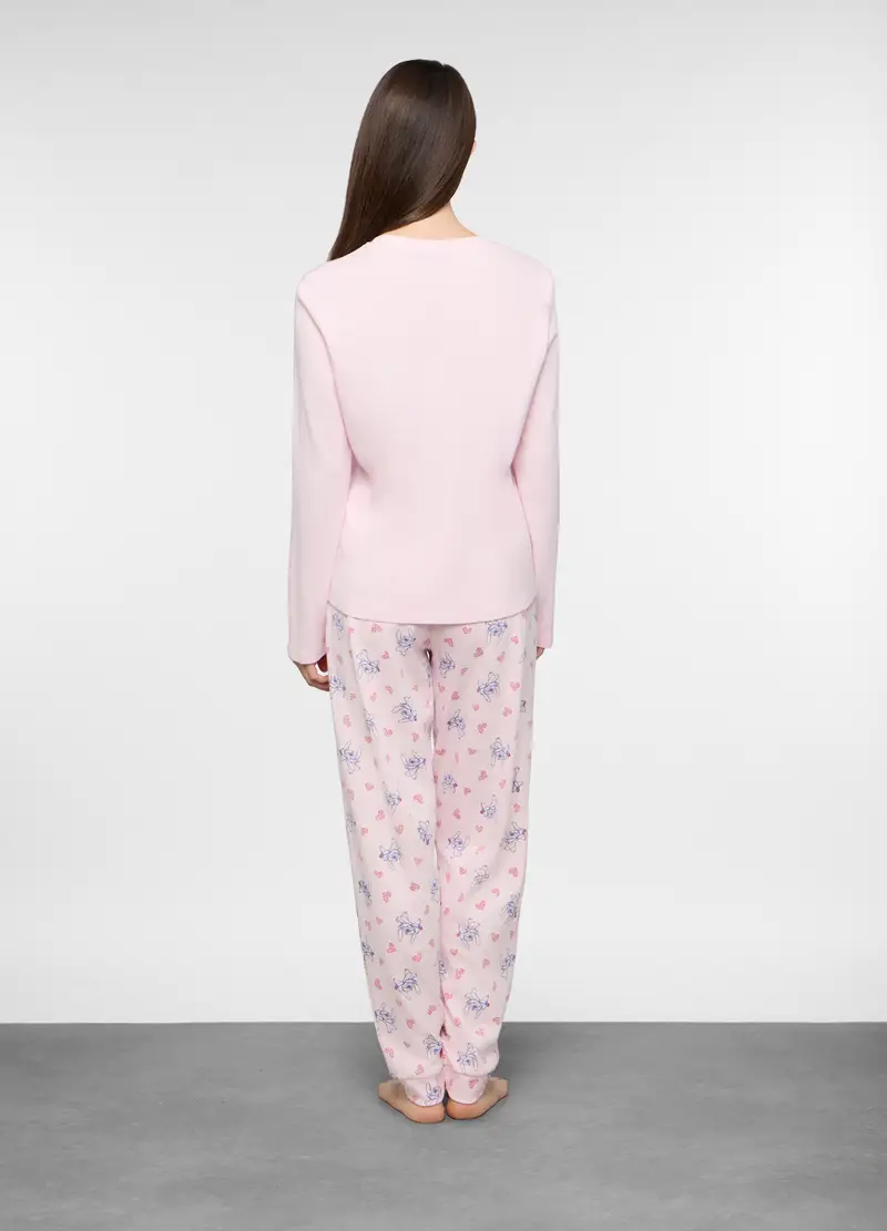 Set Pigiama In Interlock Di Puro Cotone Donna, Rosa pastello miniatura 2