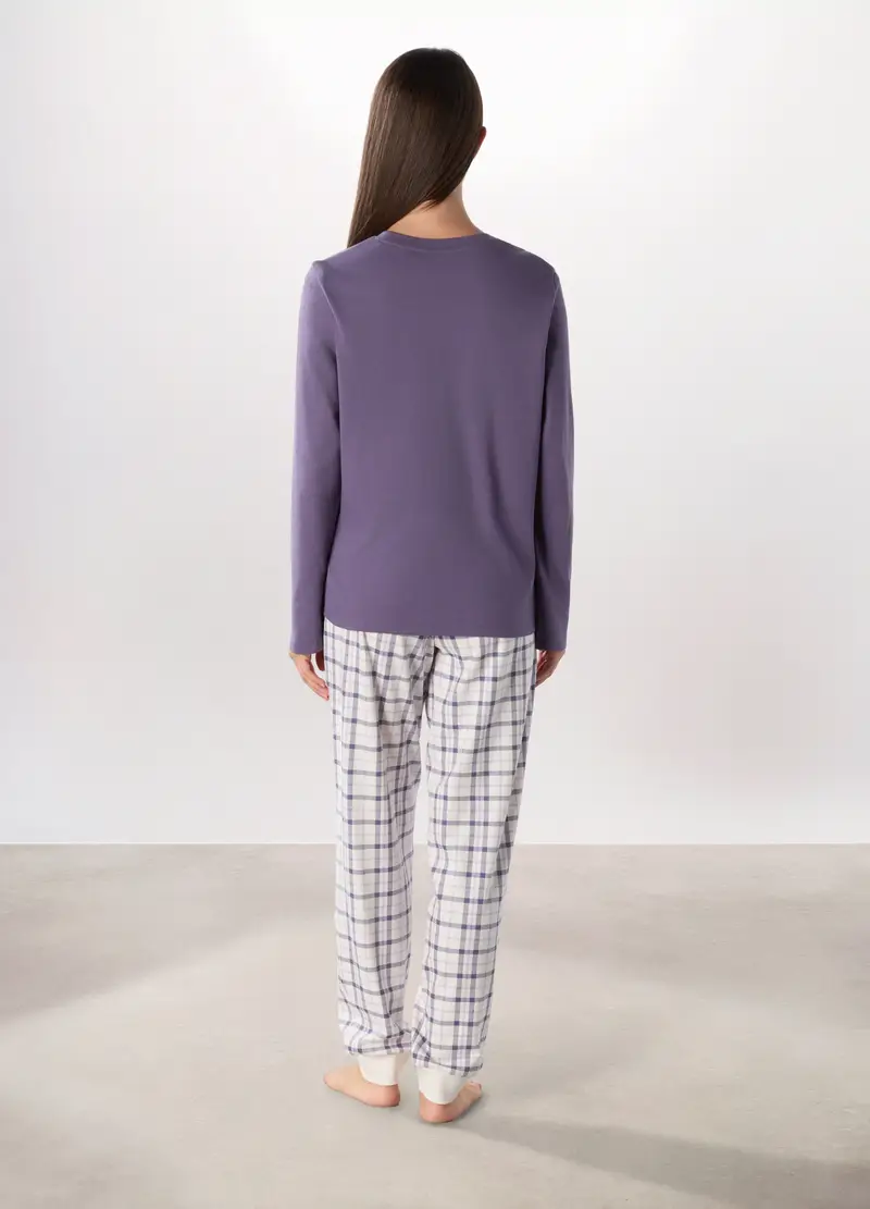 Set Pigiama In Interlock Di Puro Cotone Donna, Viola lavanda miniatura 2