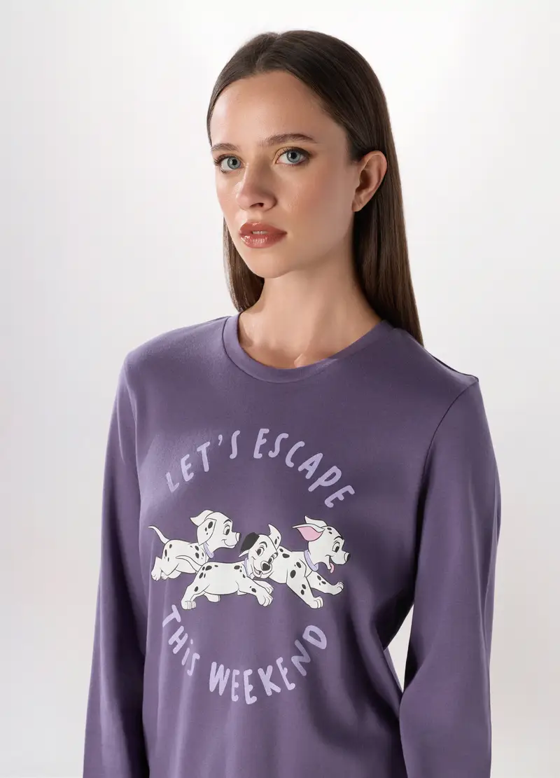 Set Pigiama In Interlock Di Puro Cotone Donna, Viola lavanda miniatura 3