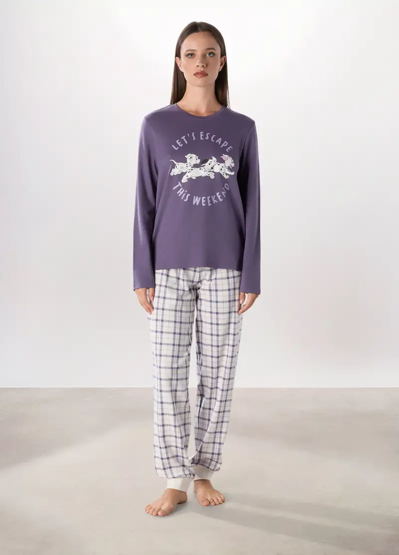 Set Pigiama In Interlock Di Puro Cotone Donna, Viola lavanda