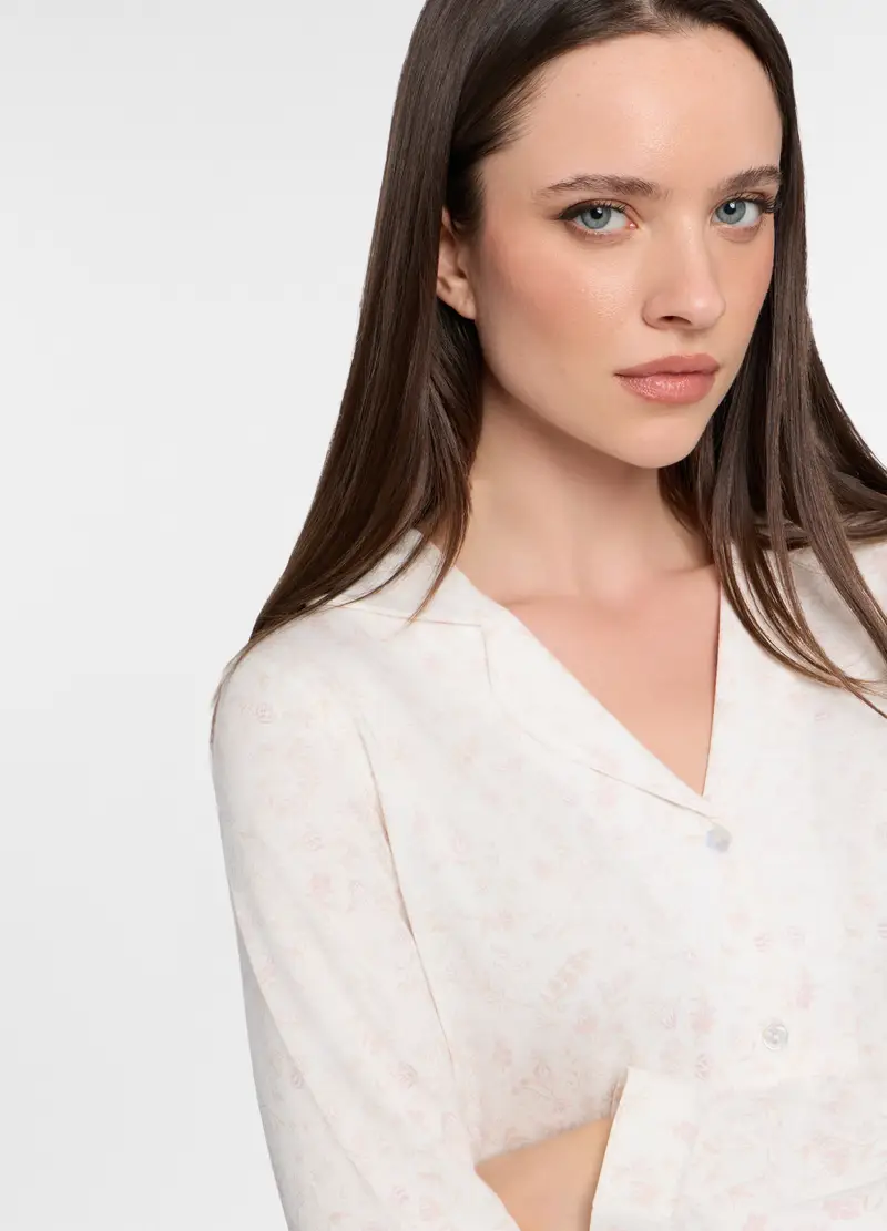 Set Pigiama In Jersey Di Misto Cotone Donna, Bianco miniatura 3