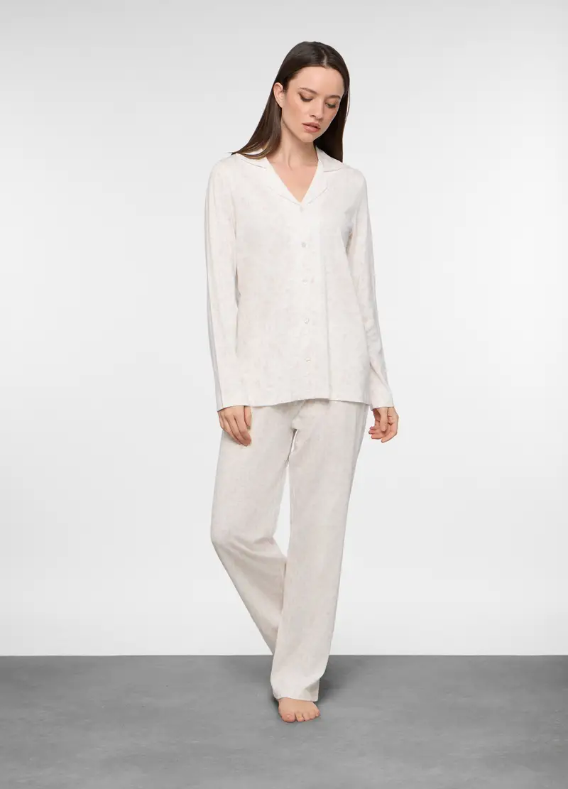 Set Pigiama In Jersey Di Misto Cotone Donna, Bianco