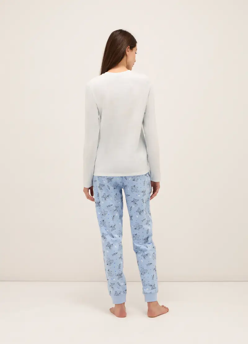 Set Pigiama In Jersey Di Puro Cotone Donna, Azzurro chiaro miniatura 2