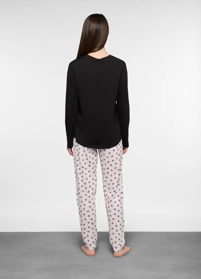 Set Pigiama In Jersey Donna, Nero stampa 1 miniatura 2