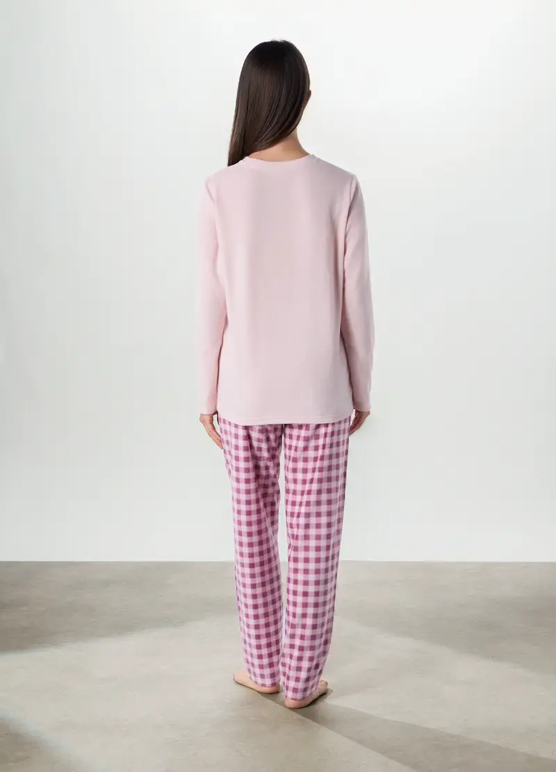 Set Pigiama In Pile Con Ricami Donna, Viola malva miniatura 2