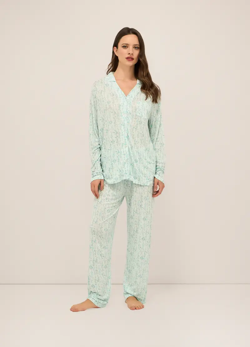 Upim, Set Pigiama In Pura Viscosa Donna, Verde acqua, Taglia: M