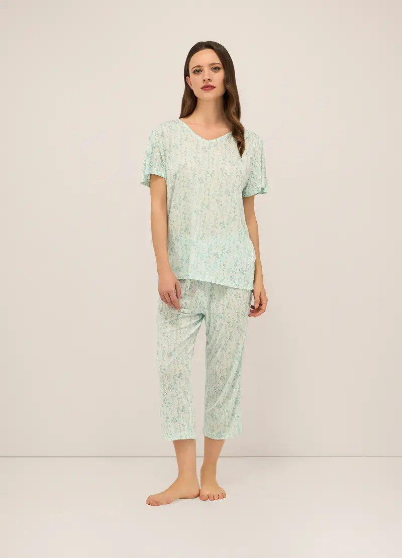 Upim, Set Pigiama In Pura Viscosa Donna, Verde acqua, Taglia: S