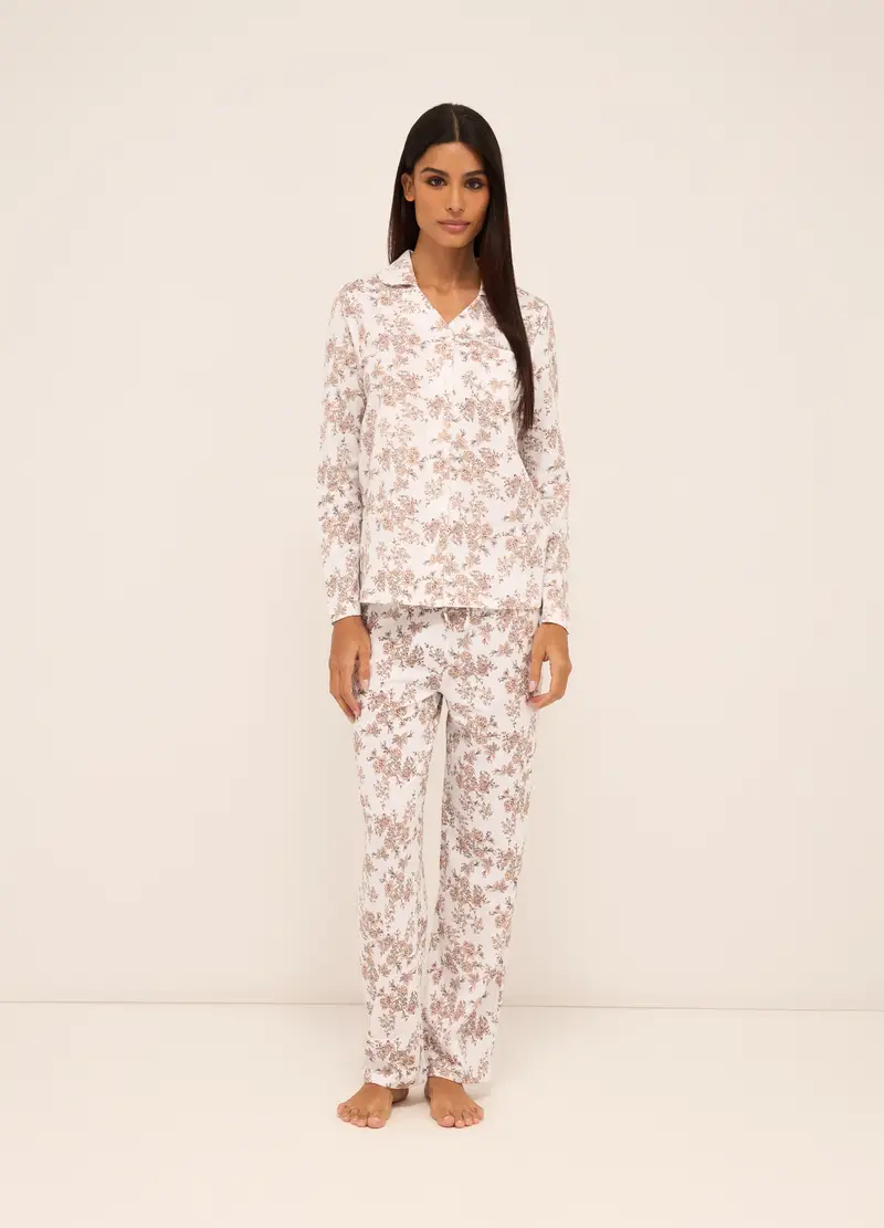 Upim, Set Pigiama In Puro Cotone Donna, Bianco, Taglia: S