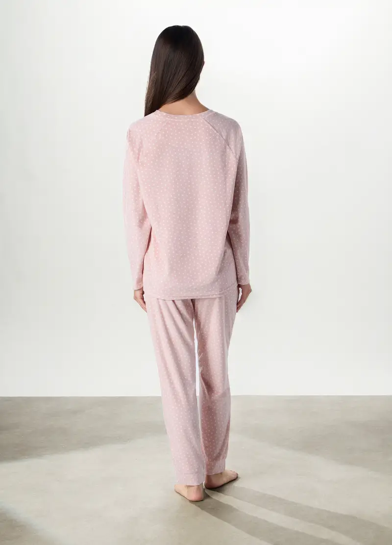 Set Pigiama In Velours A Pois Donna, Rosa chiaro miniatura 2