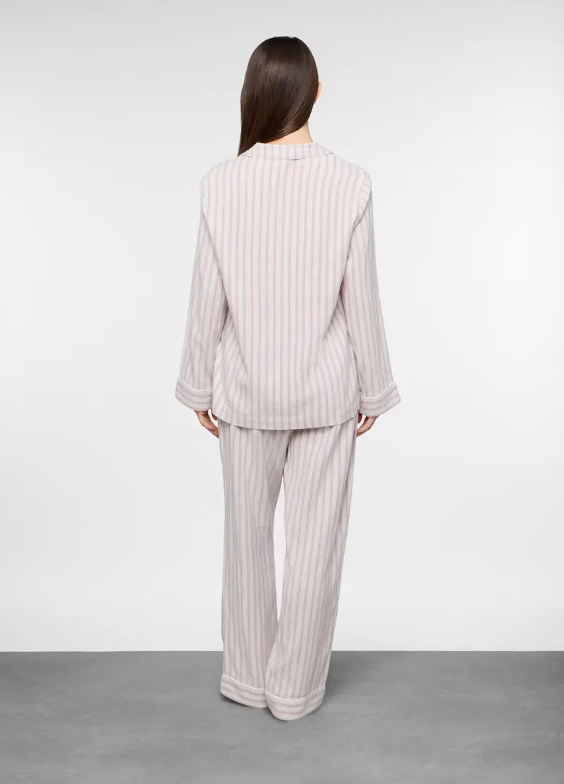 Set Pigiama Lungo In Flanella Donna, Rosa chiaro miniatura 2